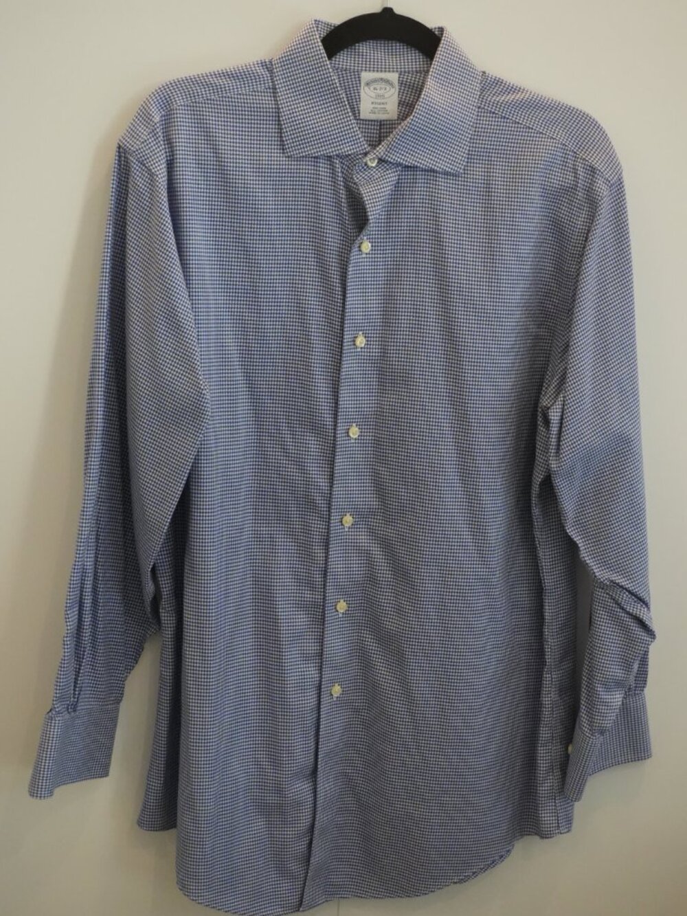 Brooks Brothers 1818 Regent Non-Iron Blue Houndstooth Dress Shirt Men's 16 34/35